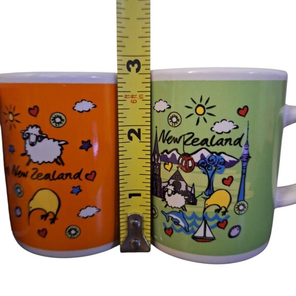 New Zealand Mug Cup Mini Espresso Vintage Set of 3 Unmarke Small Kiwi Bird Sheep - Picture 5 of 9